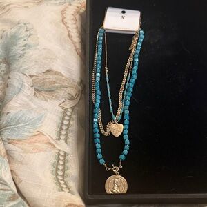 Gold and Turquoise Layered Necklace
